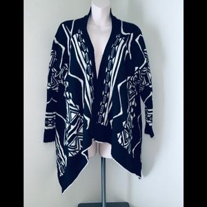 36 Point 5 Black and White Geometric Cardigan